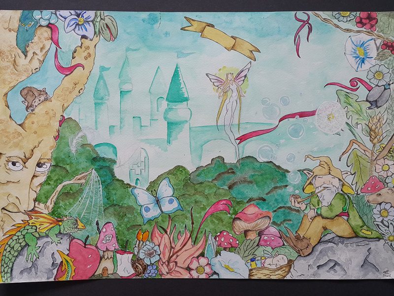 Fairy tale watercolour children illustration